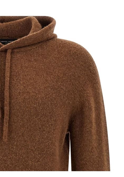 felpa knitted hoodie uomo tabacco ROBERTO COLLINA | 253M40007M4007
